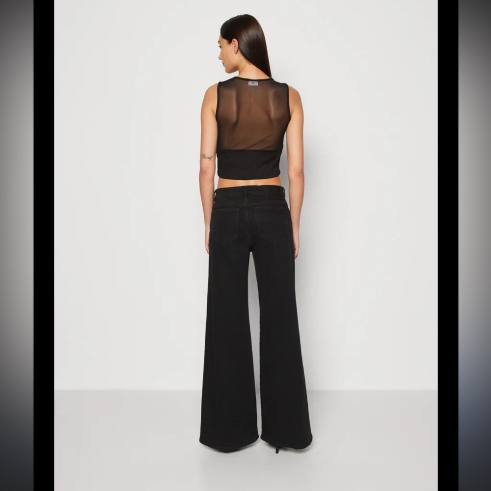Noisy May NWT DERIN MIX black Sheer Mesh Top size L. - Picture 4 of 5